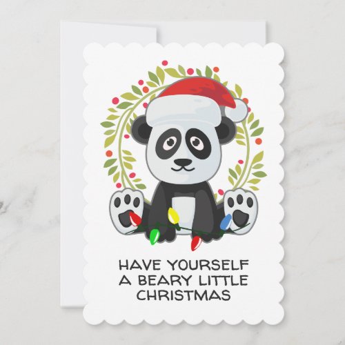 Funny Christmas Song Pun Panda Holiday Card