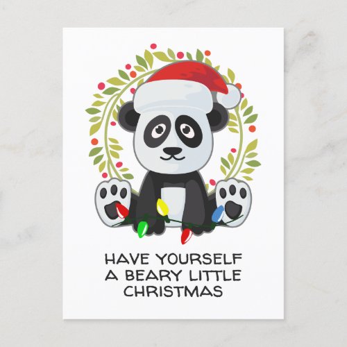 Funny Christmas Song Pun Panda Holiday Postcard