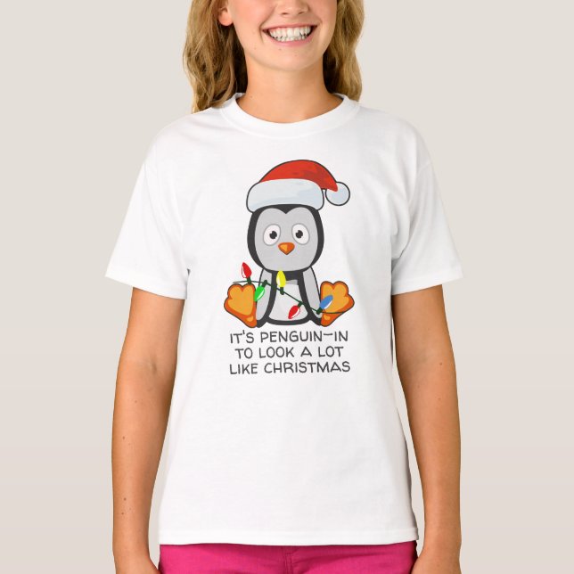 Funny Christmas Song Pun Penguin T-Shirt (Front)
