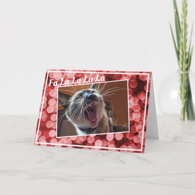 Funny Christmas Song Singing Siamese Kitten Photo Holiday Card (Front)