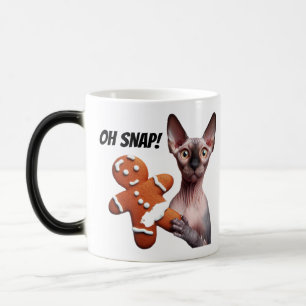 Funny Christmas Sphynx Cat Gingerbread Man Oh Snap Color Morph Mug