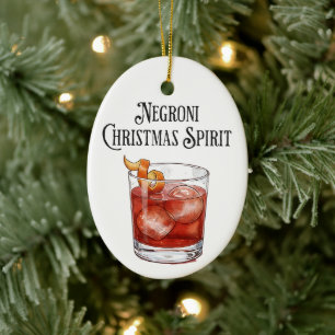 Funny Christmas Spirit Negroni Holiday Cocktail Ceramic Ornament