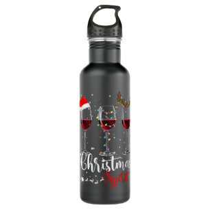 Funny Christmas Spirits Glasses Of Wine Xmas Holid Stainless Steel Water Bottle