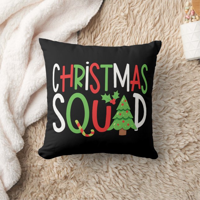 Funny Christmas Squad Family Holiday  Throw Pillow (Blanket)