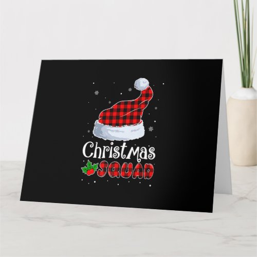 Funny Christmas Squad Santa Hat Buffalo Red Plaid Card