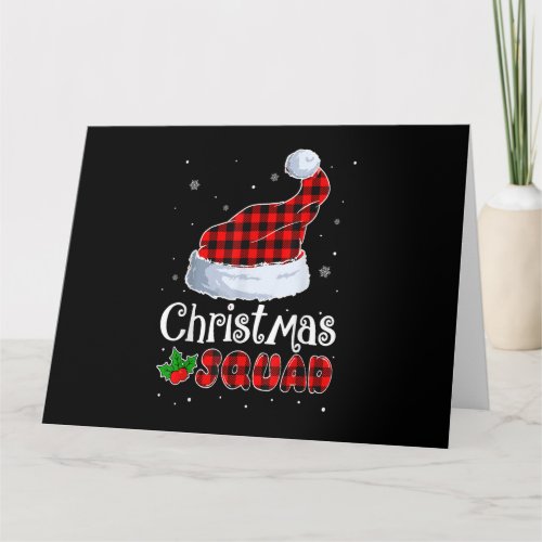 Funny Christmas Squad Santa Hat Buffalo Red Plaid Card