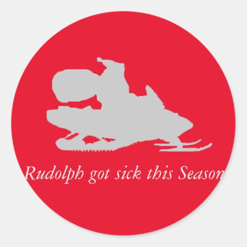 Funny Christmas sticker Santa on ski snowmobile