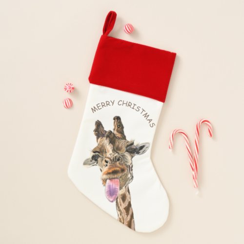 Funny Christmas Stocking Happy Playful Giraffe