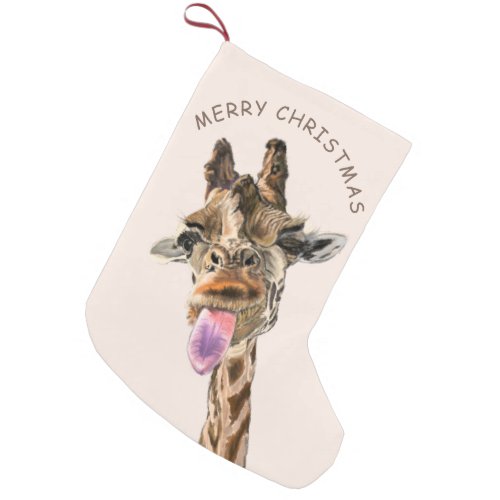 Funny Christmas Stocking Playful Giraffe _ Smile