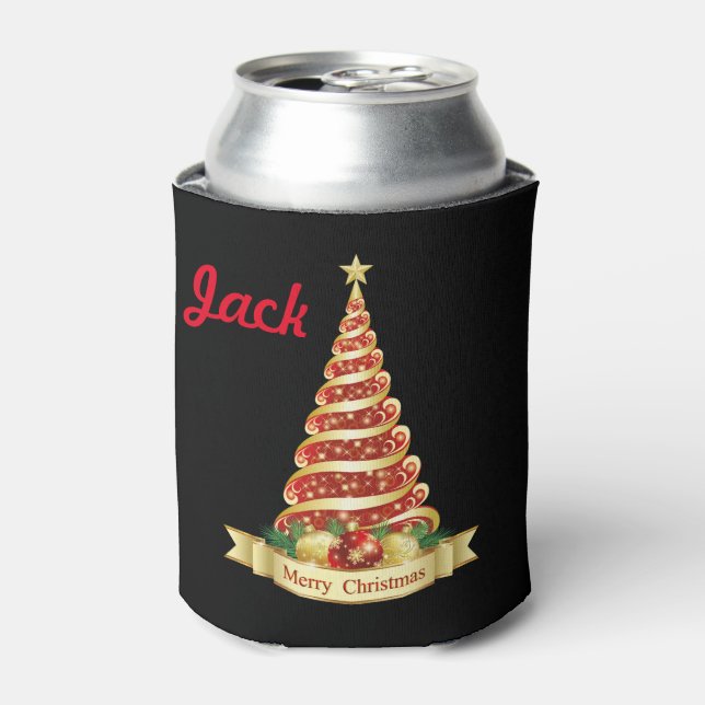 Funny Christmas Stocking Stuffer YOUR NAME Beer Can Cooler (Can Front)