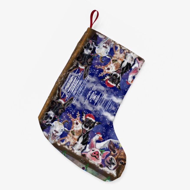 Funny Christmas Stocking with Happy Animal Party (Front (Hanging))