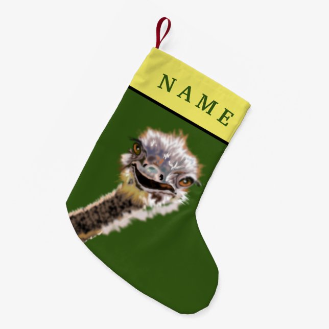 Funny Christmas Stocking with Happy Ostrich (Front (Hanging))