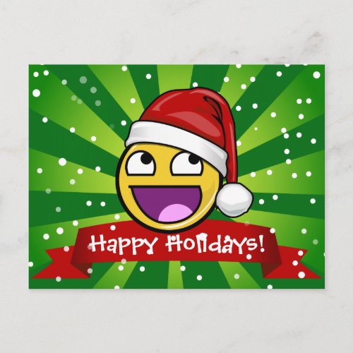 Funny Christmas Style Awesome Face Meme Holiday Postcard