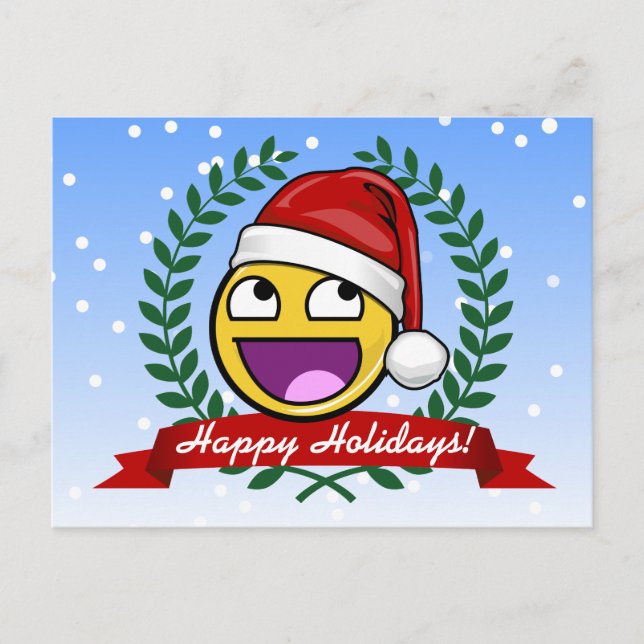 Funny Christmas Style Awesome Face Meme Holiday Postcard (Front)