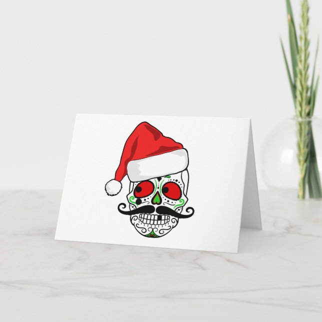 Funny Christmas Sugar Skull Holiday Card (Front)