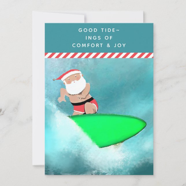Funny Christmas Surfing Beach Holiday Card (Front)