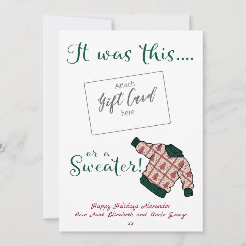 Funny Christmas Sweater Gift Card Holder