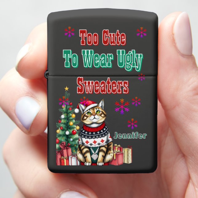 Funny Christmas sweater saying for festive cheer Zippo Lighter (In Hand)