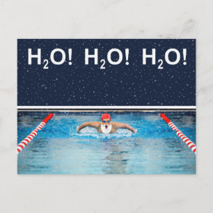Funny Christmas Swimmer Swimming Postcard