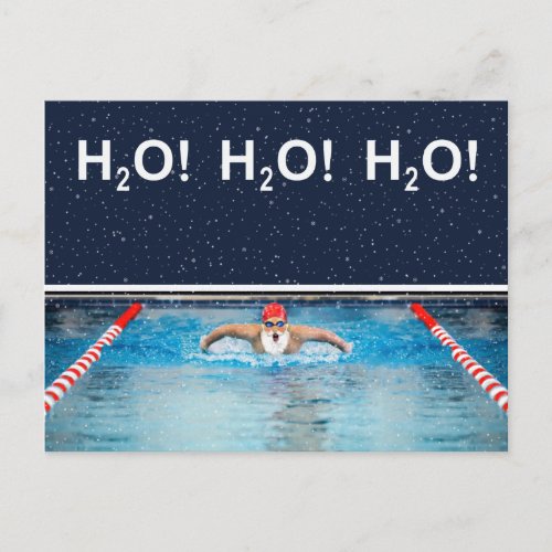 Funny Christmas Swimmer Swimming Postcard