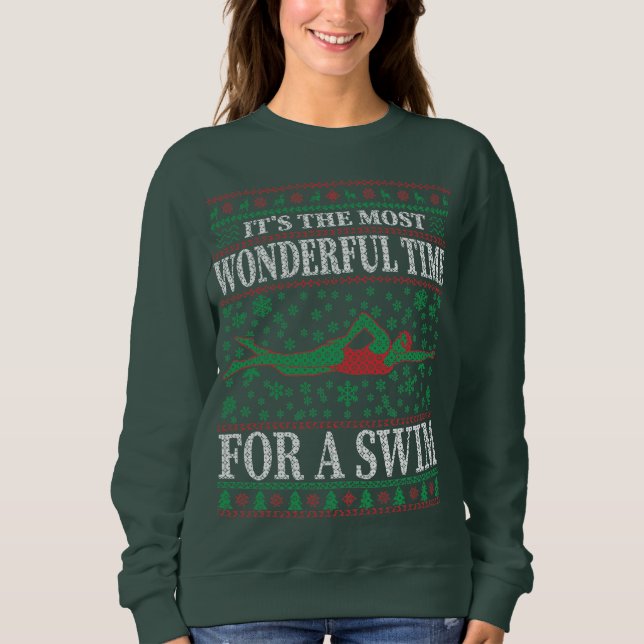 FUNNY CHRISTMAS SWIMMING QUOTES UGLY SWEATER (Front)