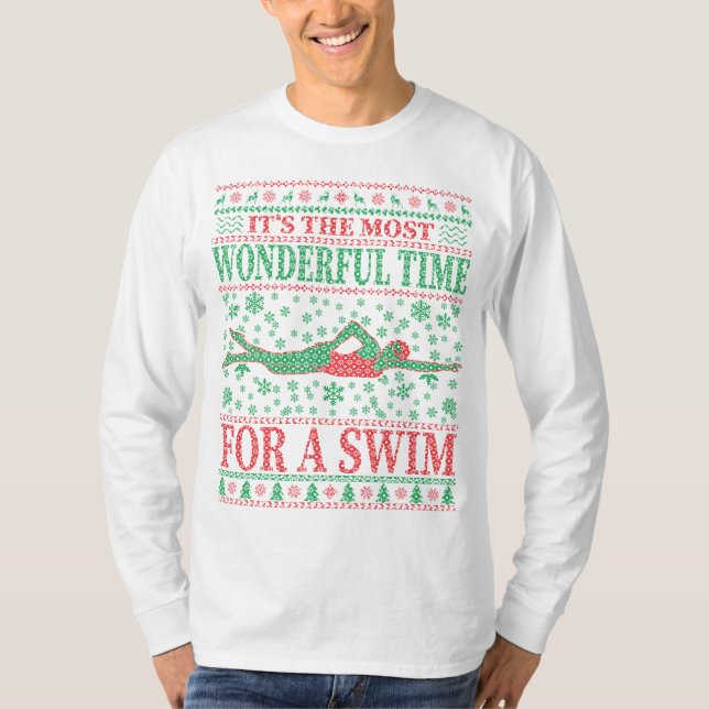 FUNNY CHRISTMAS SWIMMING QUOTES UGLY SWEATER (Front)