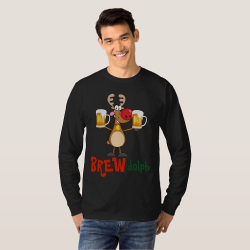 Funny Christmas T for BEER Lovers_ Get LIT Rudolph T_Shirt