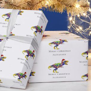 Funny Christmas T-Rex Personalized  Wrapping Paper