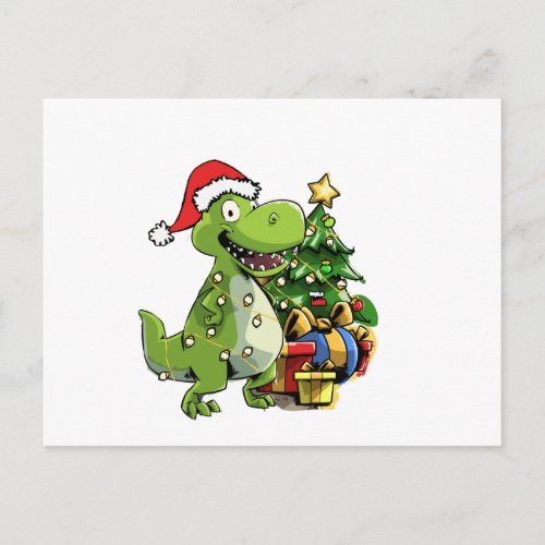 Funny Christmas T Rex Xmas Dinosaur Postcard