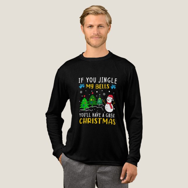 Funny Christmas T-Shirt – Cheeky ‘Jingle My Bells’ Tri-Blend Shirt (Full Front)