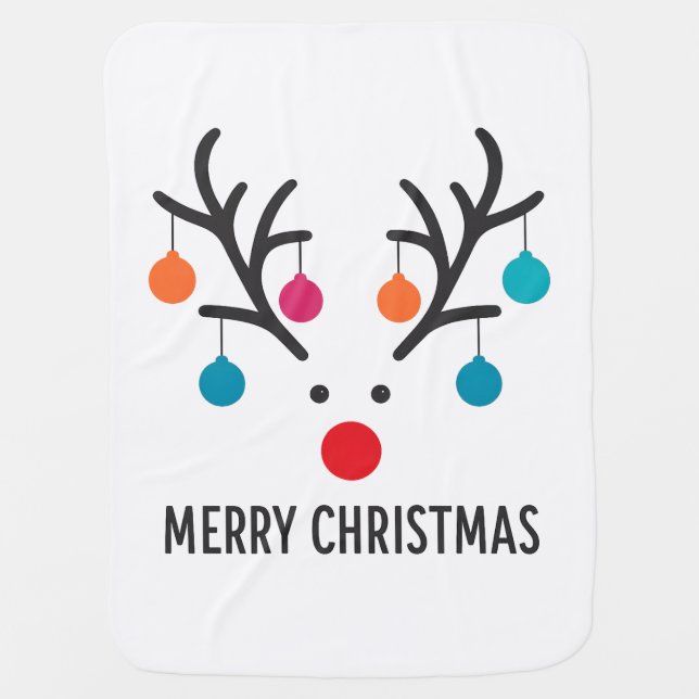 Funny Christmas T-Shirt with Reindeer Design | Fes Baby Blanket (Front)