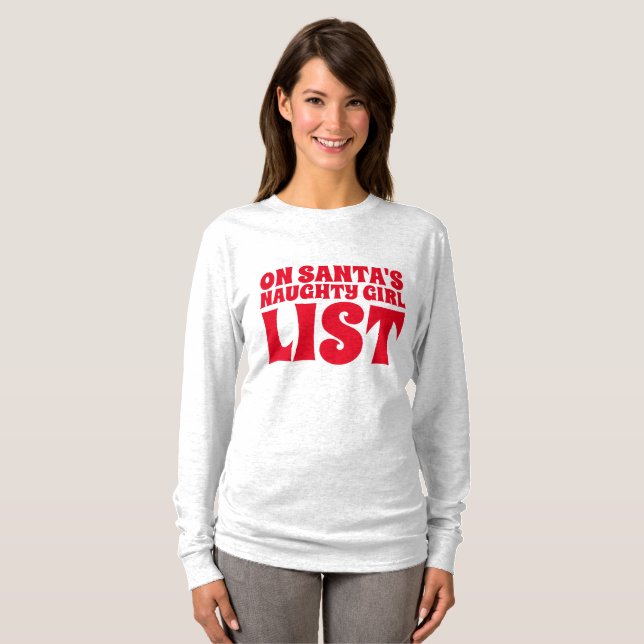 Funny Christmas T-shirts for Ladies, NAUGHTY GIRL (Front Full)