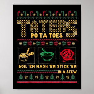 Funny Christmas Taters Potatoes Ugly Christmas Poster