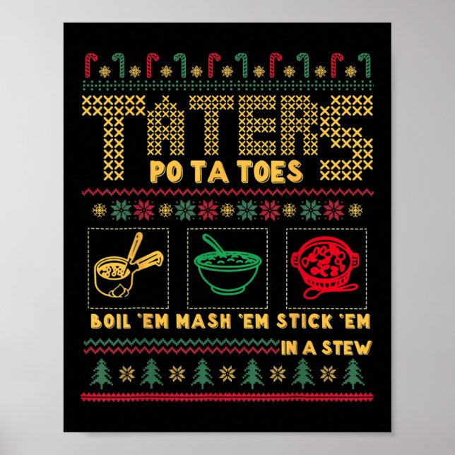 Funny Christmas Taters Potatoes Ugly Christmas  Poster (Front)