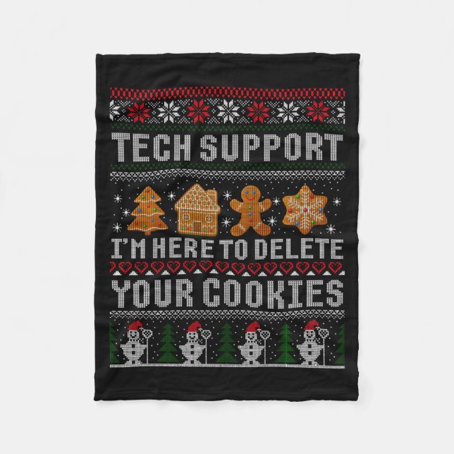 Funny Christmas Tech Suprt Computer  Fleece Blanket (Front)