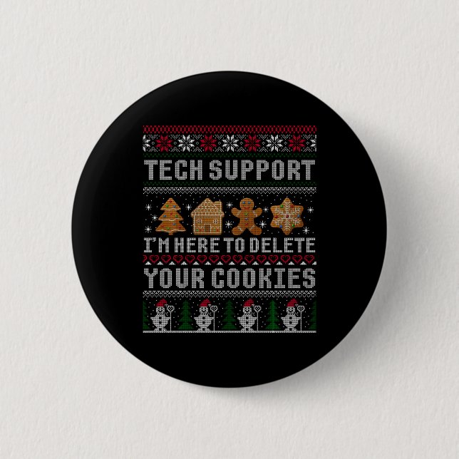 Funny Christmas Tech Suprt Computer T Shirt  Button (Front)