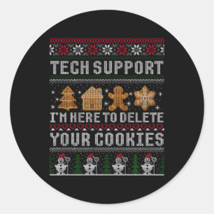 Funny Christmas Tech Suprt Computer T Shirt Classic Round Sticker
