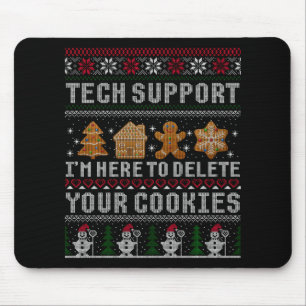 Funny Christmas Tech Suprt Computer T Shirt Mouse Pad