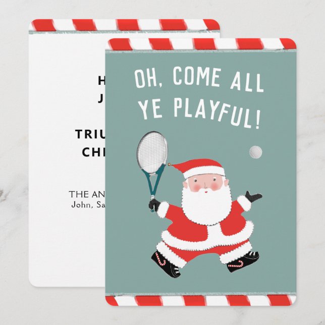 Funny Christmas Tennis Holiday Card (Front/Back)
