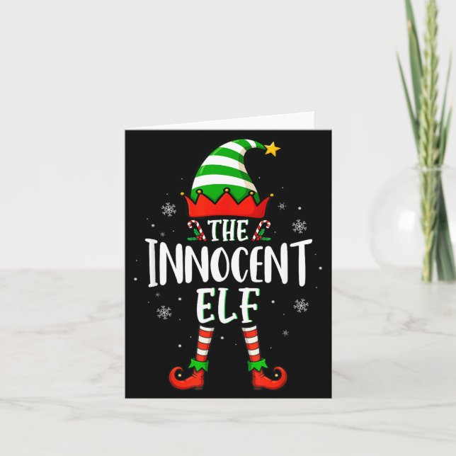 Funny Christmas The Innocent Elf Family Matching X Card (Front)