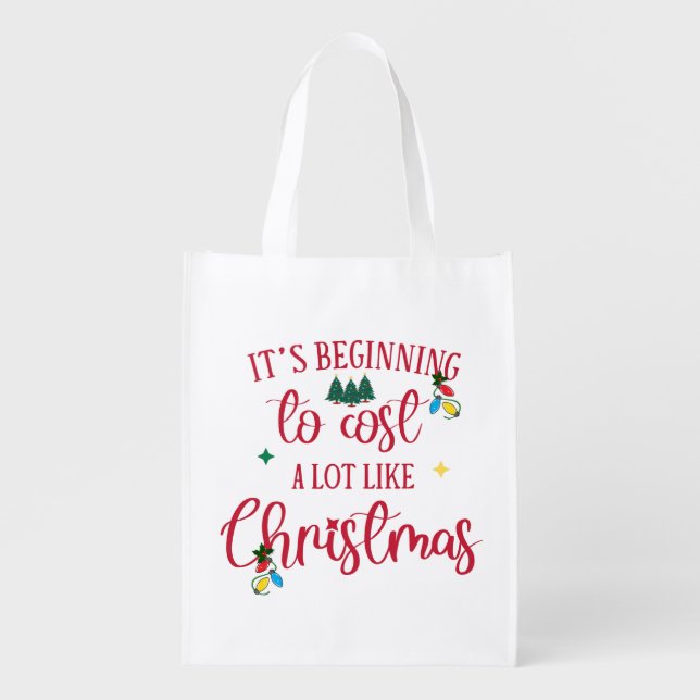 Funny Christmas Themed Reusable Grocery Bag (Front)