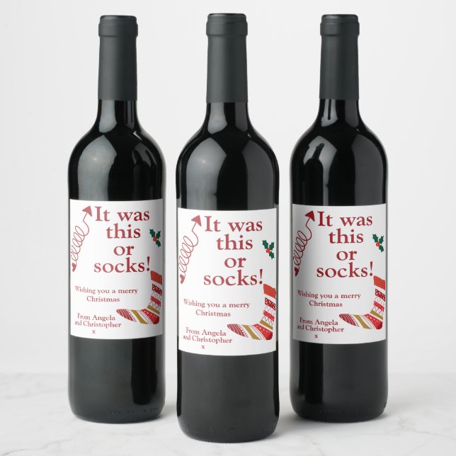 Funny Christmas This Or Socks Wine Label (Bottles)