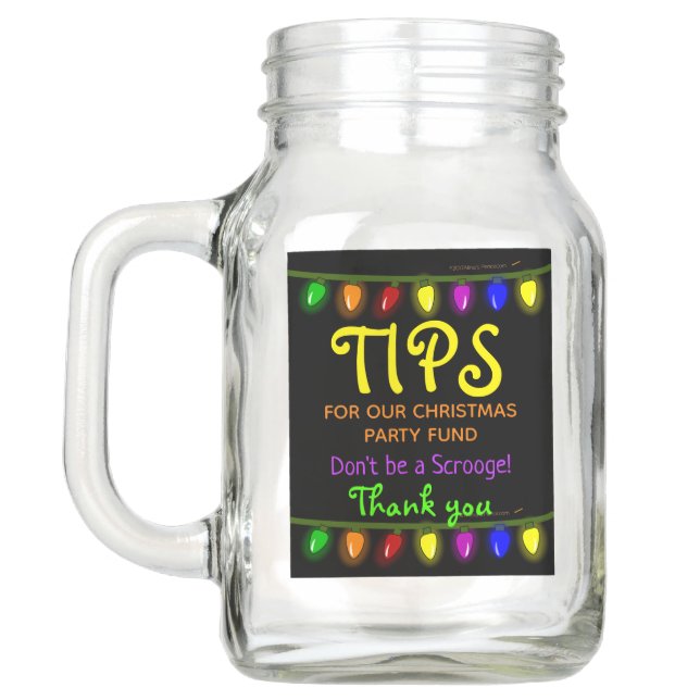 Funny Christmas Tip Jar Festive String of Lights (Back)