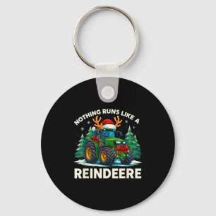 Funny Christmas Tractor Nothing Runs Like A Reinde Keychain
