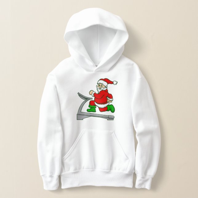 funny christmas treadmill santa hoodie (Laydown)
