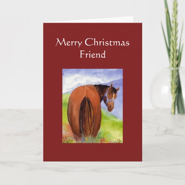 Funny Christmas Treats Horses Behind Humor Holiday Card (Front)
