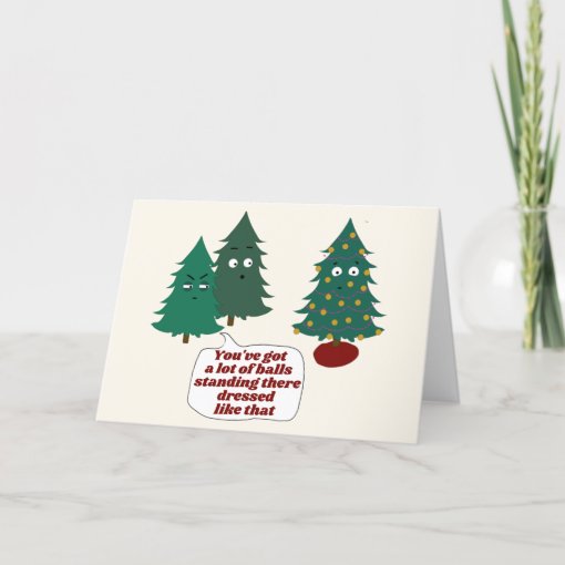 Funny Christmas Tree Balls Pun Folded Holiday Card | Zazzle