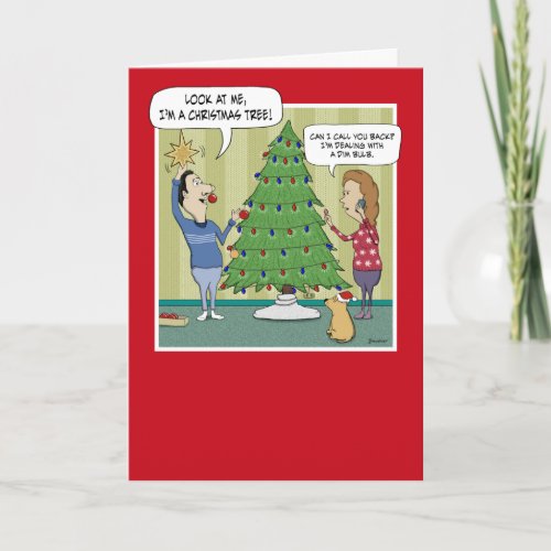 Funny Christmas Tree Dim Bulb Holiday Card