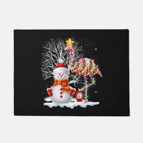 Funny Christmas Tree Flamingo Hat Santa Best Xmas Doormat