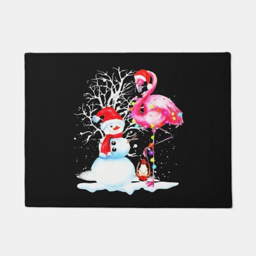 Funny Christmas Tree Flamingo Hat Santa Best Xmas  Doormat